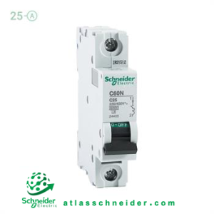 کلید فیوز مینیاتوری MCB اشنایدر تیپ سی تک پل 25 آمپر 24405 C - کلید مینیاتوری 24405 C