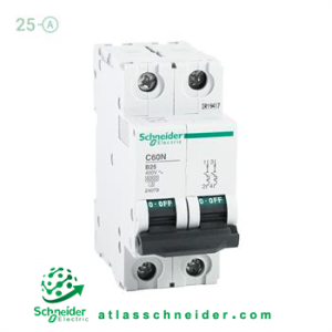 کلید فیوز مینیاتوری MCB اشنایدر تیپ بی 2 پل 25 آمپر 24079 B - کلید مینیاتوری 24079