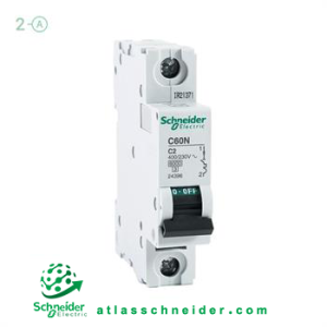 کلید فیوز مینیاتوری MCB اشنایدر تیپ سی تک پل 2 آمپر 24396 C - کلید مینیاتوری 24396 C