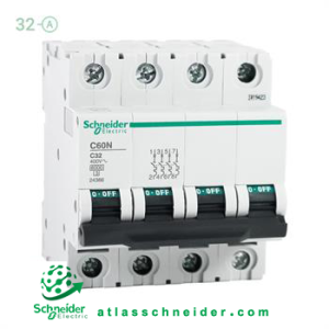کلید فیوز مینیاتوری MCB اشنایدر تیپ سی 4 پل 32 آمپر 24366 C - کلید مینیاتوری 24366
