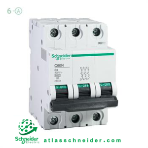 کلید فیوز مینیاتوری MCB اشنایدر تیپ سی 3 پل 6 آمپر 24348 C - کلید مینیاتوری 24348 C