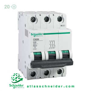 کلید فیوز مینیاتوری MCB اشنایدر تیپ سی 3 پل 20 آمپر 24351 C - کلید مینیاتوری 24351 C