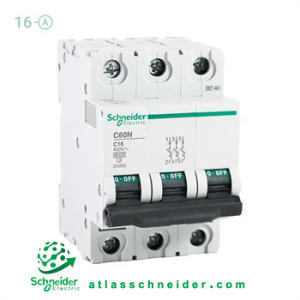 کلید فیوز مینیاتوری MCB اشنایدر تیپ سی 3 پل 16 آمپر 24350 C - کلید مینیاتوری 24350 C