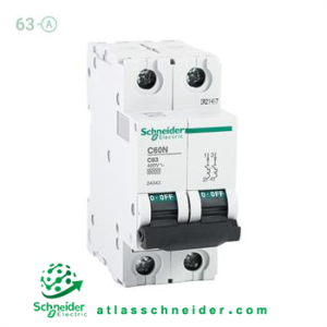 کلید فیوز مینیاتوری MCB اشنایدر تیپ سی 2 پل 63 آمپر 24343 C - کلید مینیاتوری 24343 C