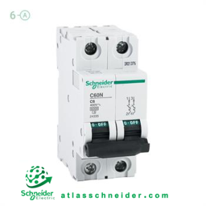 کلید فیوز مینیاتوری MCB اشنایدر تیپ سی 2 پل 6 آمپر 24335 C - کلید مینیاتوری 24335 C
