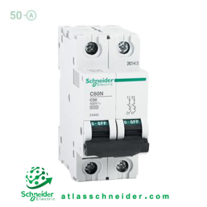 کلید فیوز مینیاتوری MCB اشنایدر تیپ سی 2 پل 50 آمپر 24342 C - کلید مینیاتوری 24342 C