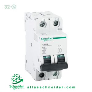 کلید فیوز مینیاتوری MCB اشنایدر تیپ سی 2 پل 32 آمپر 24340 C - کلید مینیاتوری 24340 C